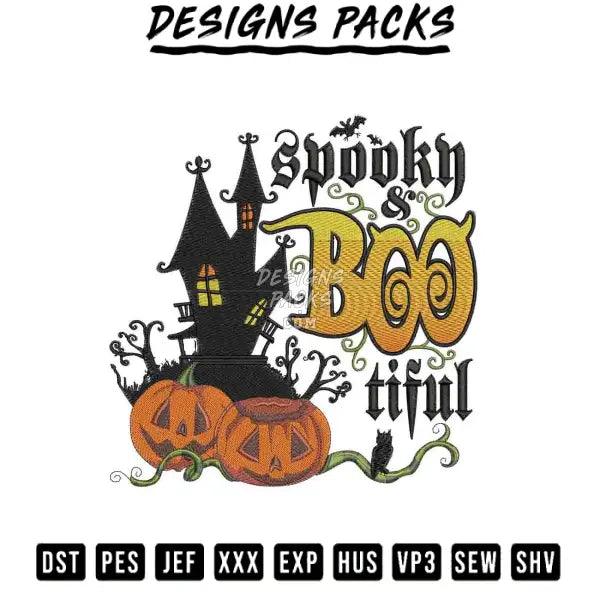 Spooky Boo tiful Embroidery Design 3,8", 4.8", 5.8", 6.8