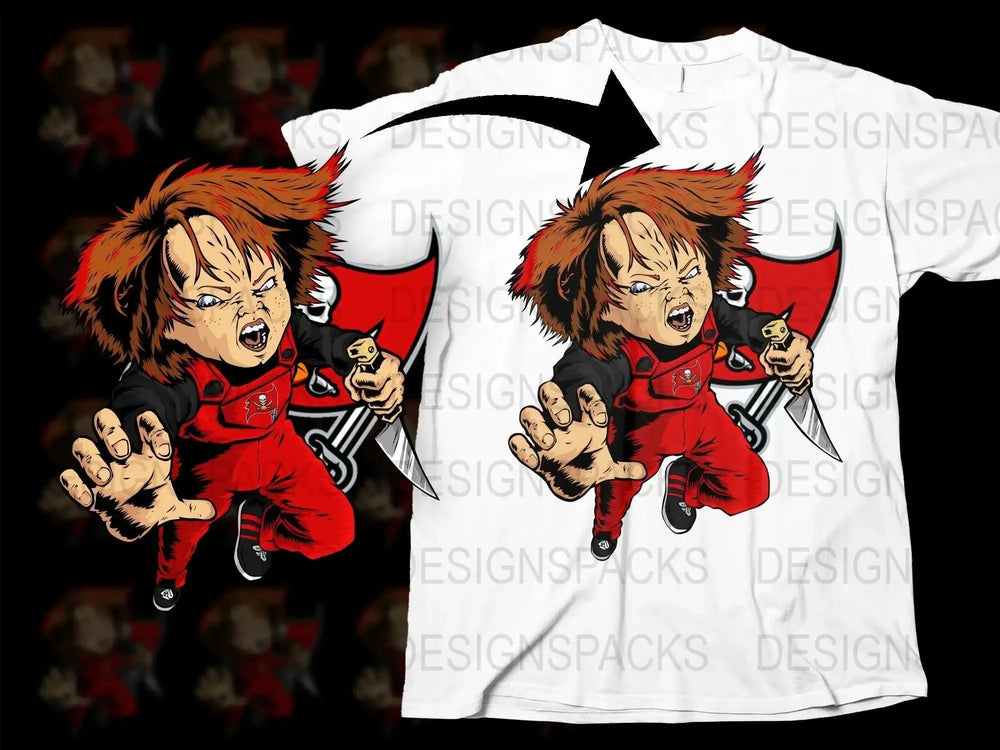 Spooky Chucky Halloween Football Themed Png Digital Download