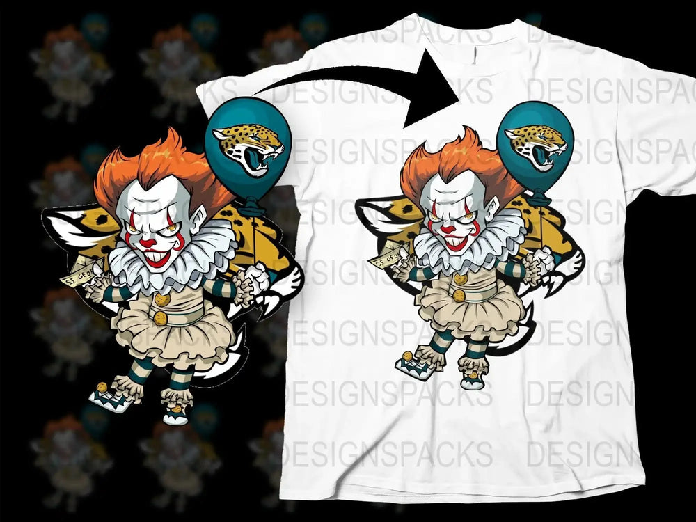 Spooky Clown Halloween NFL Jaguars Fan Art Png Digital Download