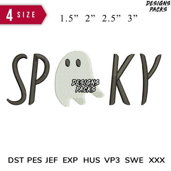 Spooky ghost embroidery design in 4 sizes, PES DST JEF formats for instant download
