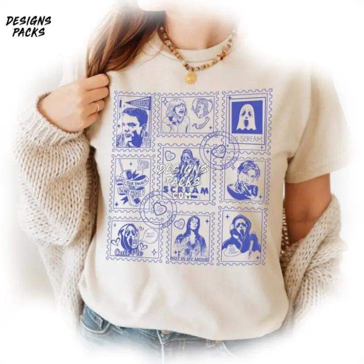 Spooky Horror Ghostface Stamps Art Png Design