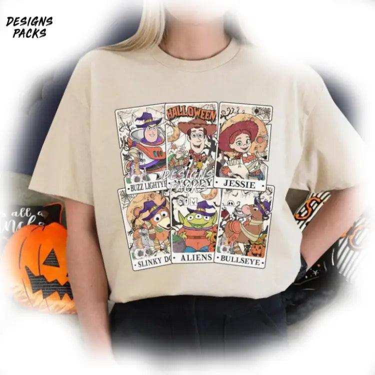 Spooky Season Cartoon Land Halloween Family Toy Story Tarot Card Png Design