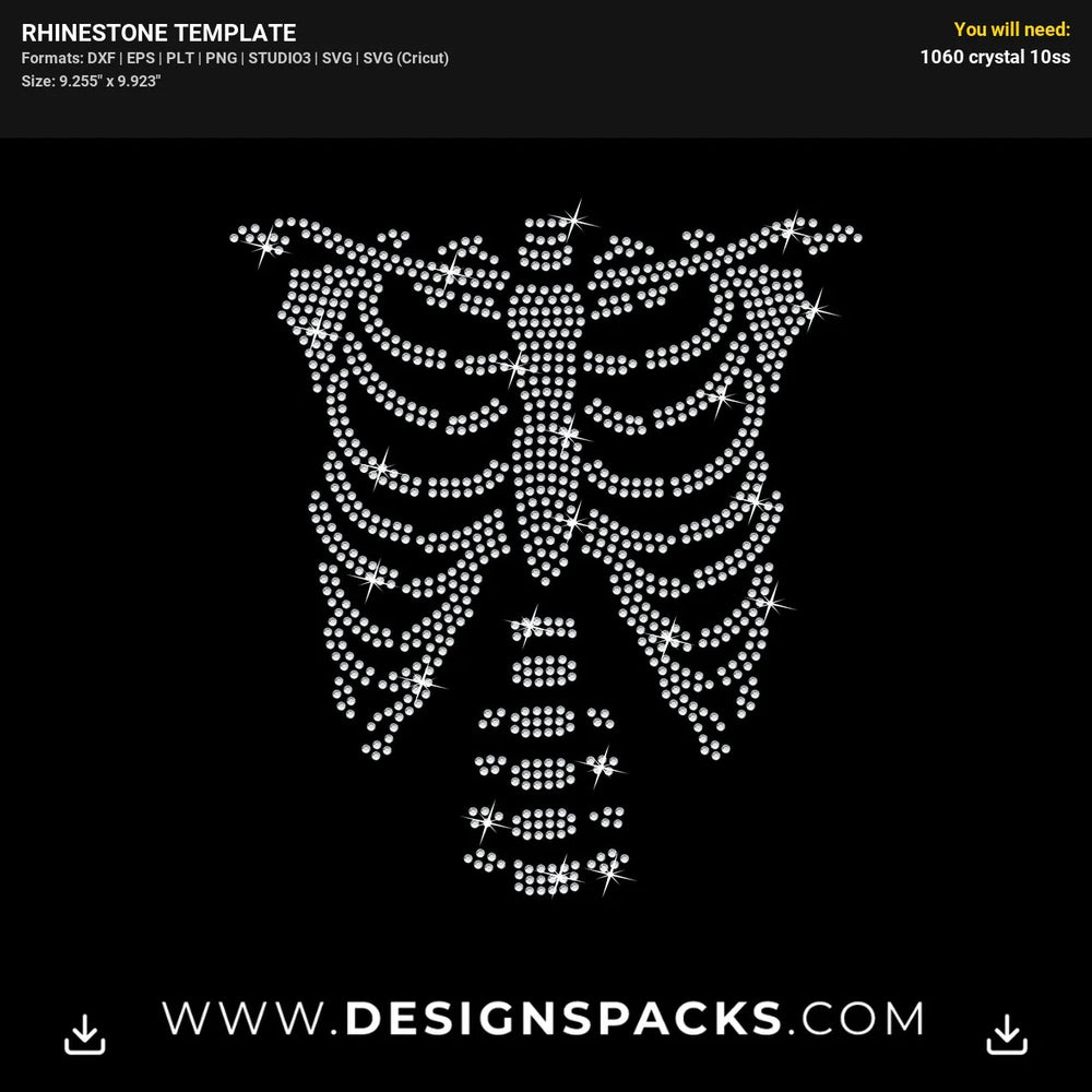 Spooky Skeleton Halloween Design Rhinestone Digital Template