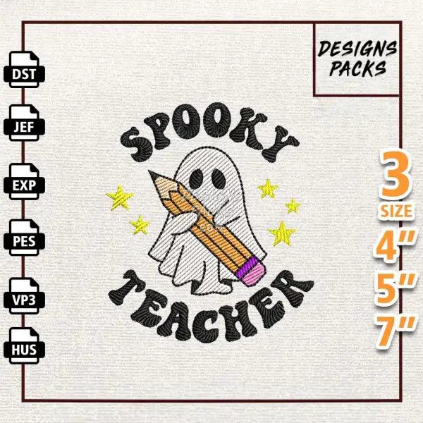 Spooky Teacher Embroidery Design