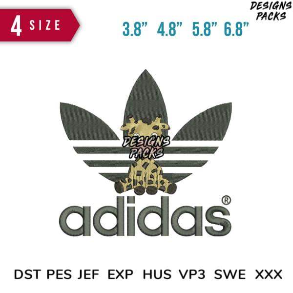Adidas logo embroidery design in 4 sizes, compatible with DST PES JEF formats for instant download