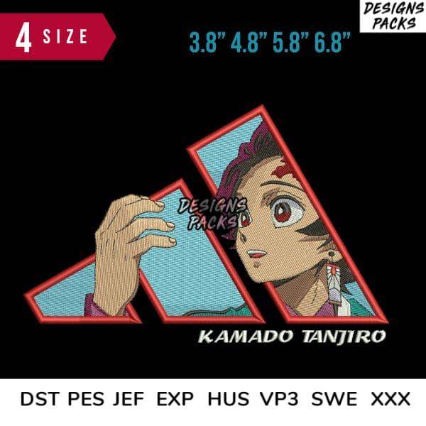 Kamado Tanjiro anime embroidery design in 4 sizes, DST PES JEF formats, print-ready for DTG/DTF