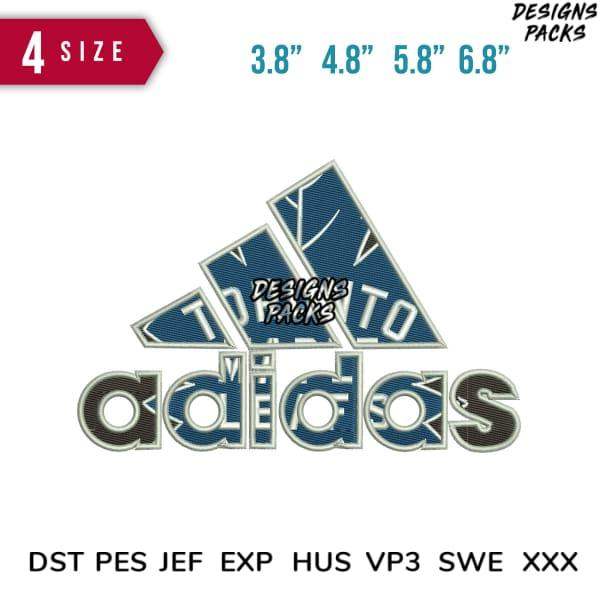 Adidas logo embroidery design in 4 sizes, DST PES JEF formats for instant download