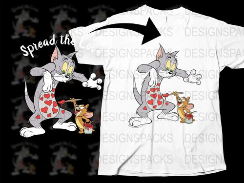 Spread the Love Tom and Jerry Valentine Day Png Digital Download
