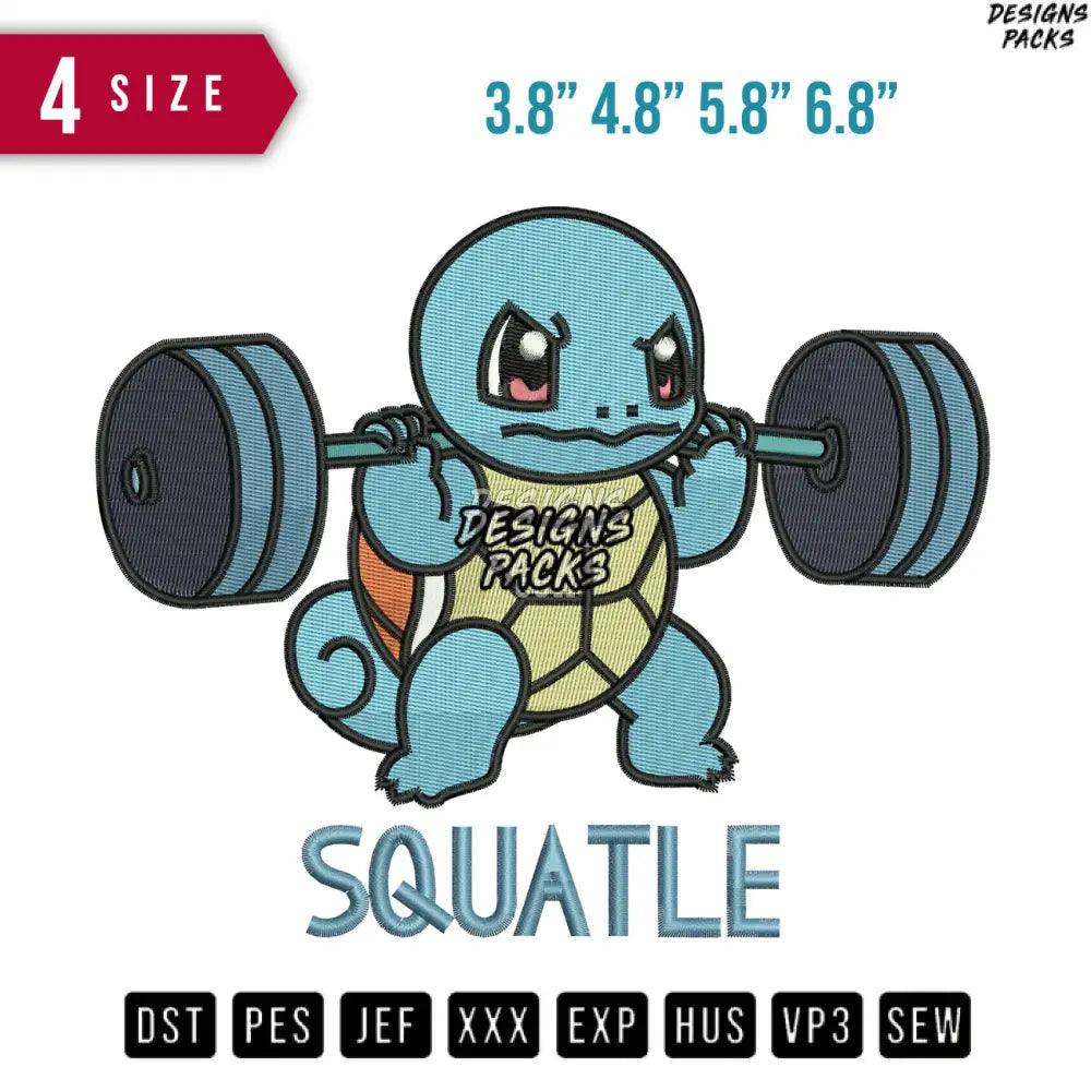 Squatle Gym Lifting Embroidery Design