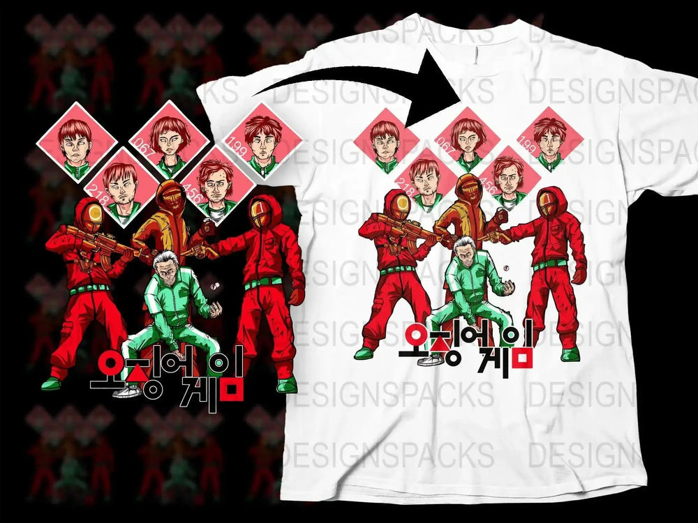 Squid Game Inspired Characters Design Png Digital Download