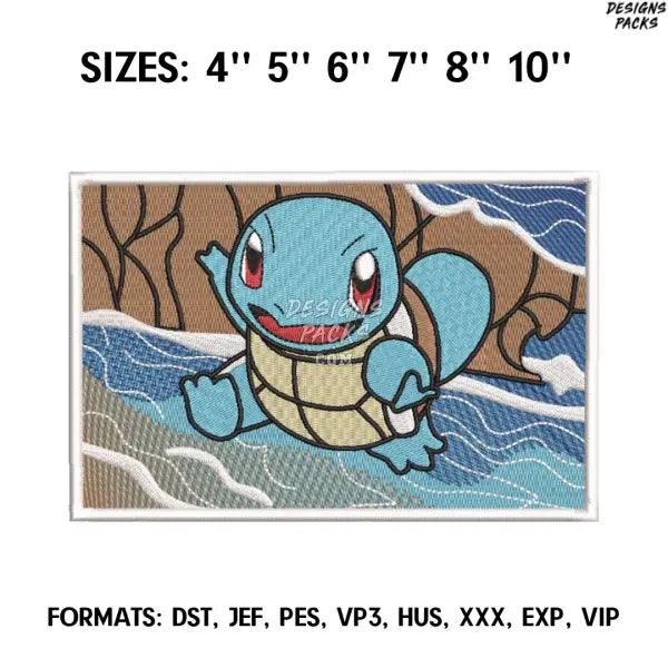 Squirle Embroidery Design File, Pokemon Anime Embroidery Design, Squirle Anime Pes Design Brother