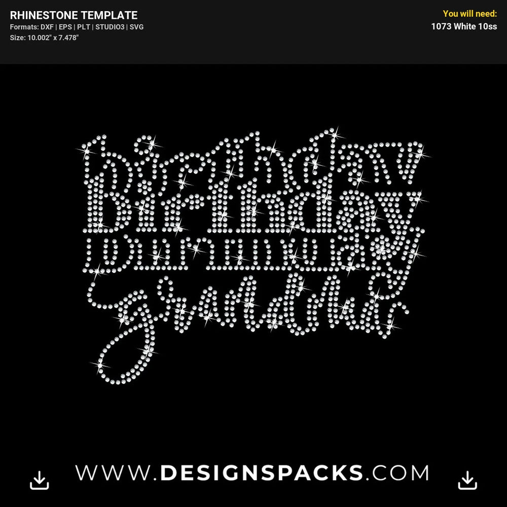 Stacked Birthday Grandma Rhinestone Digital Template