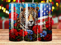 Load image into Gallery viewer, Stained Glass Americana Jaguar Tumbler Digital Wrap Design
