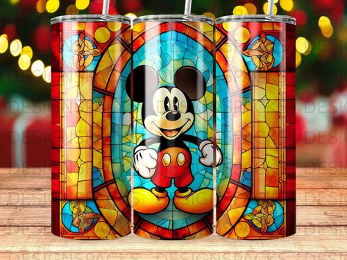 Stained Glass Mickey Tumbler Digital Wrap Design