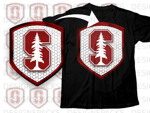 Stanford Pine Tree White Hexagon Background Shirt