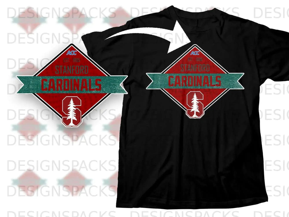 Stanford Cardinals ACC Red and Green Design T-Shirt