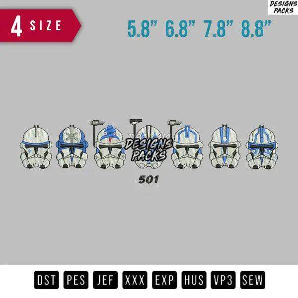 Star Helmet wars 501 Embroidery Design