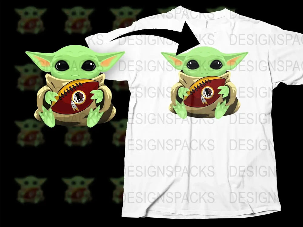 Star Wars Baby Yoda Holding Washington Redskins Png Digital Download