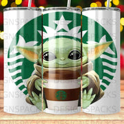 Star Wars Grogu Starbucks Logo Coffee Tumbler Digital Wrap Design