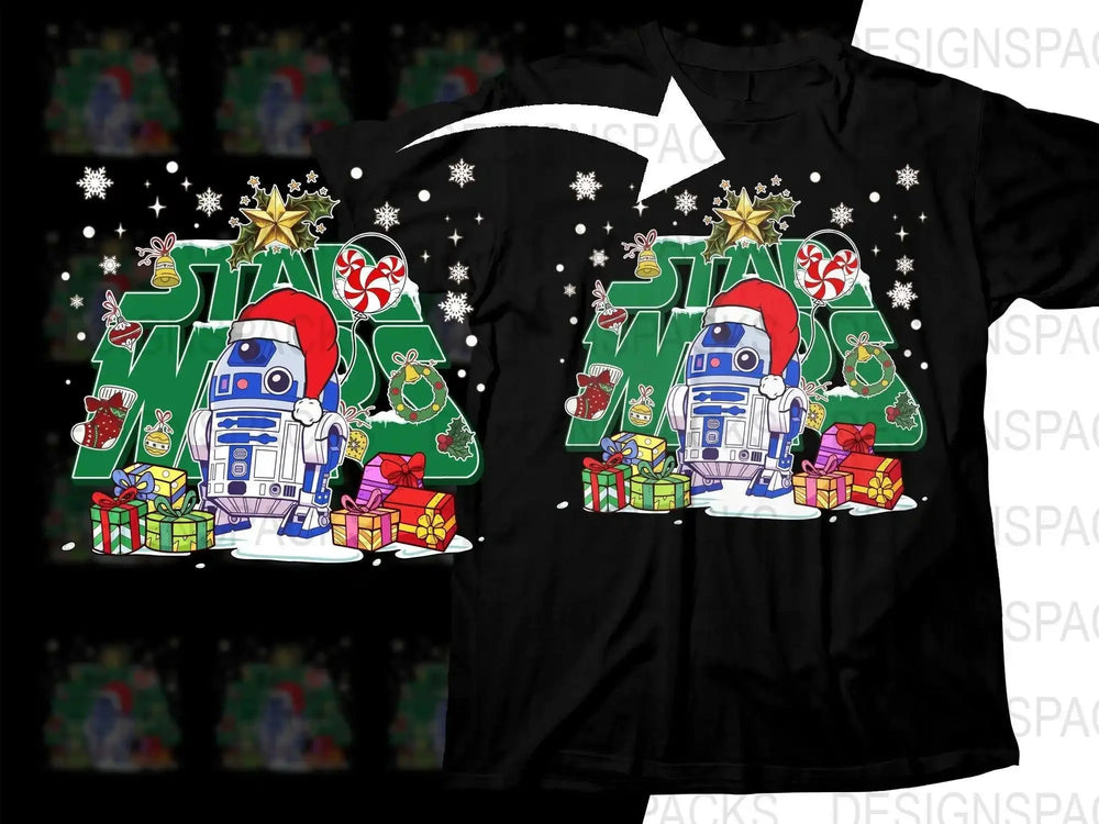 Star Wars R2-D2 Christmas Santa Hat Gifts Png Digital Download