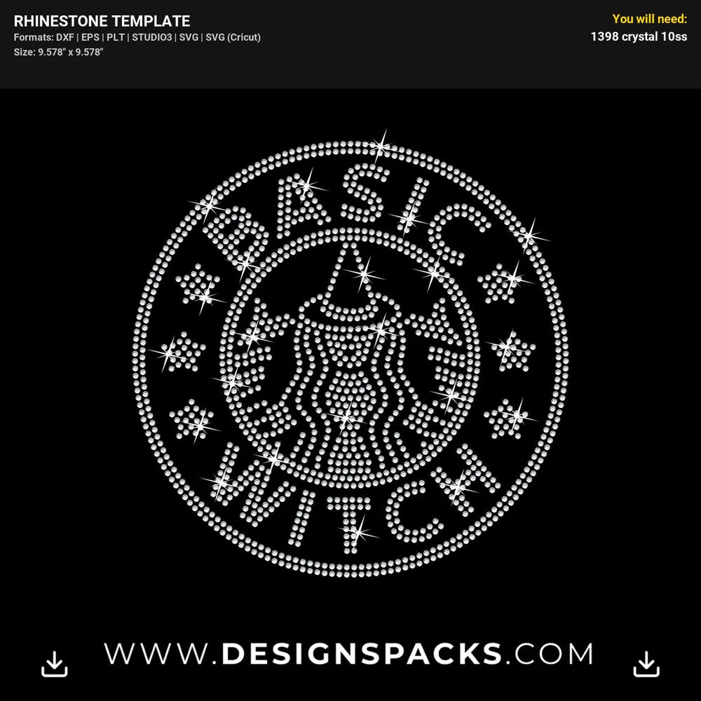 Starbucks Basic Witch Coffee Rhinestone Digital Template