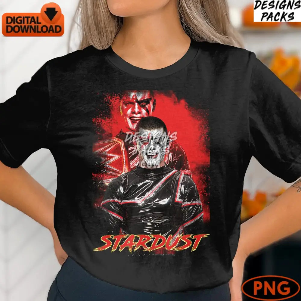 Stardust Wrestler Digital Art Vibrant Red Instant Download Png File