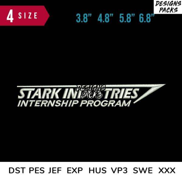 Stark Industries Internship Program embroidery design in 4 sizes, DST PES JEF formats for instant download