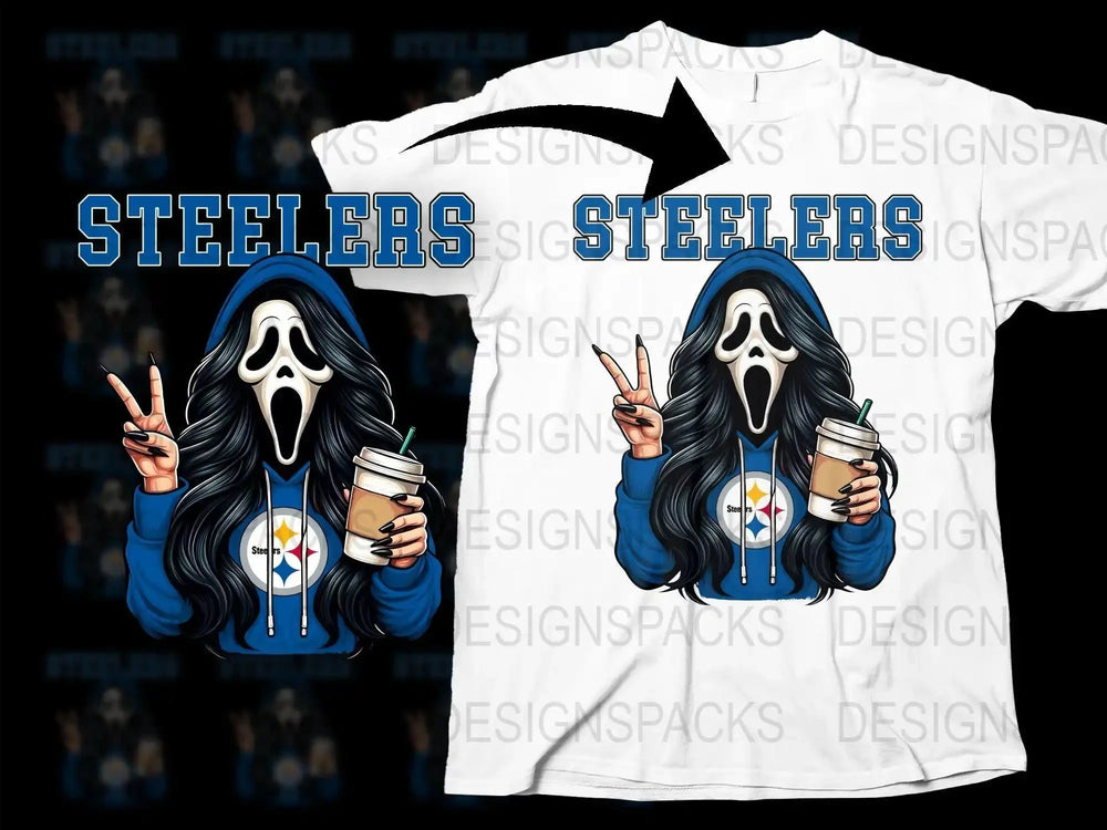 Steelers GhostFace Scream Girl Vibe Hoodie Fun Png Digital Download
