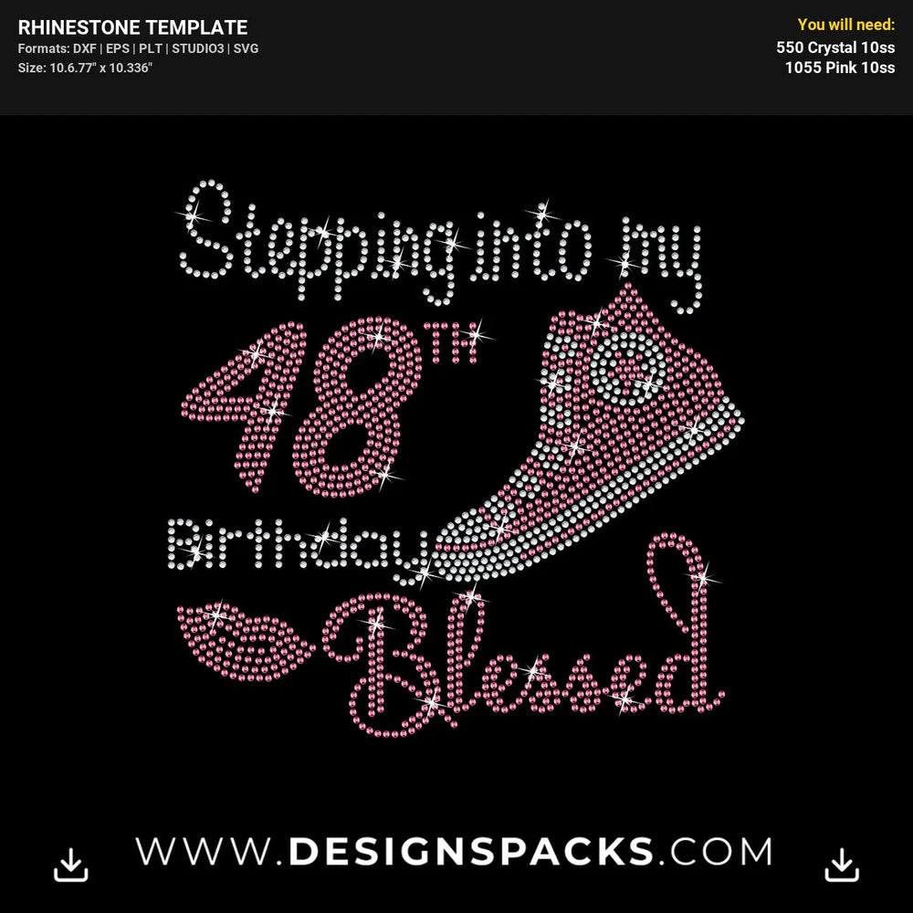 Stepping Birthday Blessed Converse Updated Rhinestone Digital Template