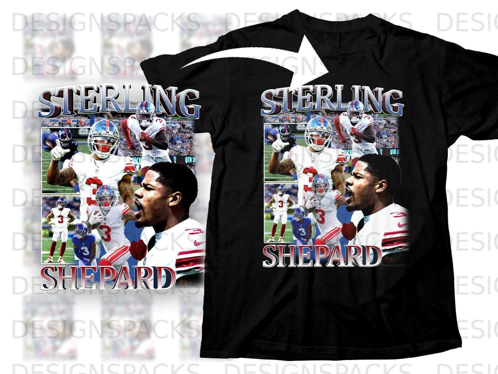 T-shirt featuring Sterling Shepard with football action shots.