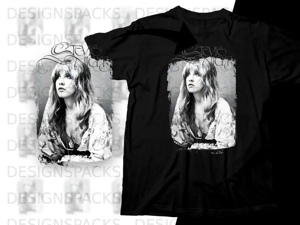 Black t-shirt with Stevie Nicks portrait and "Stevie" text.