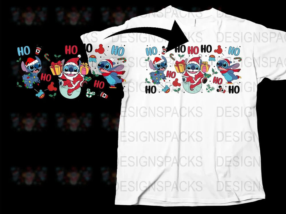 Festive Holiday T-Shirt, Cute Cartoon Characters, Christmas Gift, Colorful Graphic Tee, Men Women Kids Sizes Available