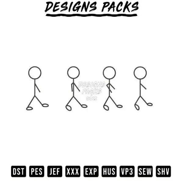 Stickman Embroidery Design 3.8" 4.8" 5.8" 6.8