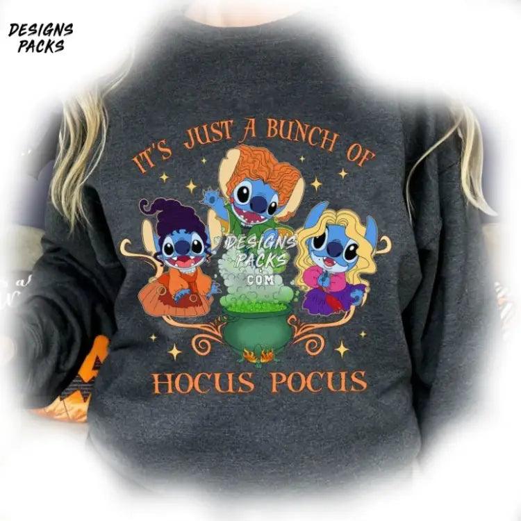 Stitch The Sanderson Sisters Halloween Cartoon It’s Just A Bunch Of Hocus Pocus Png Design