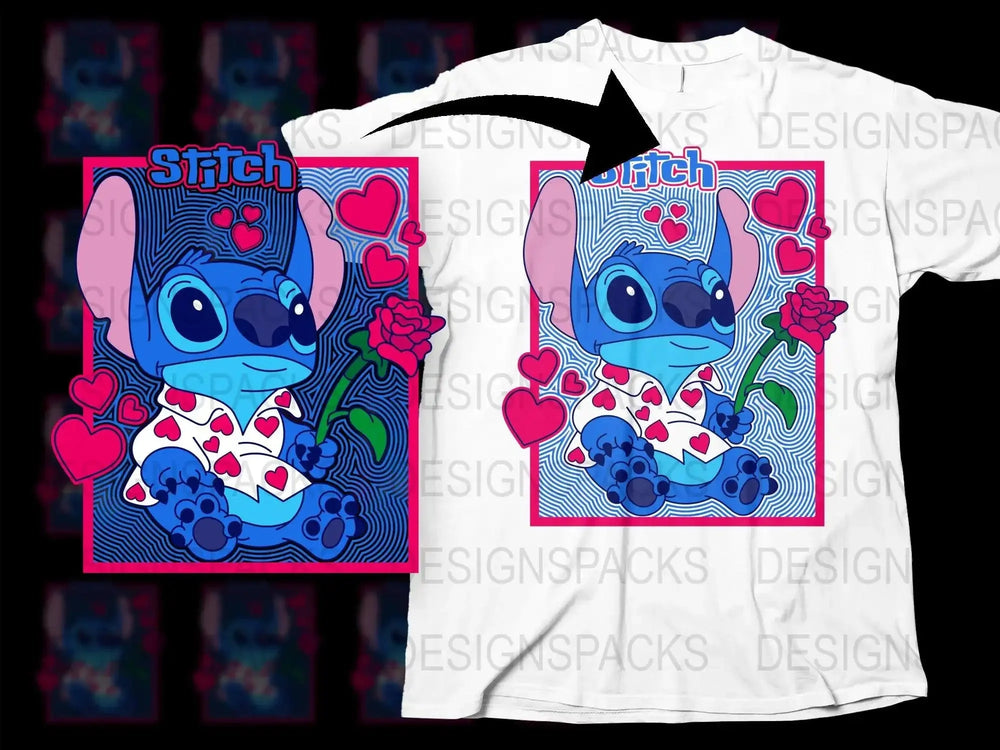Stitch Valentine Design Graphic Png Digital Download