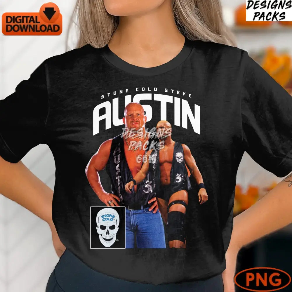 Stone Cold Steve Austin Wrestling Png Digital Image Download Star Wrestler Fan Art Graphic
