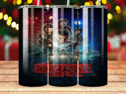 Stranger Things Iconic Cast Poster Artwork Tumbler Digital Wrap Design
