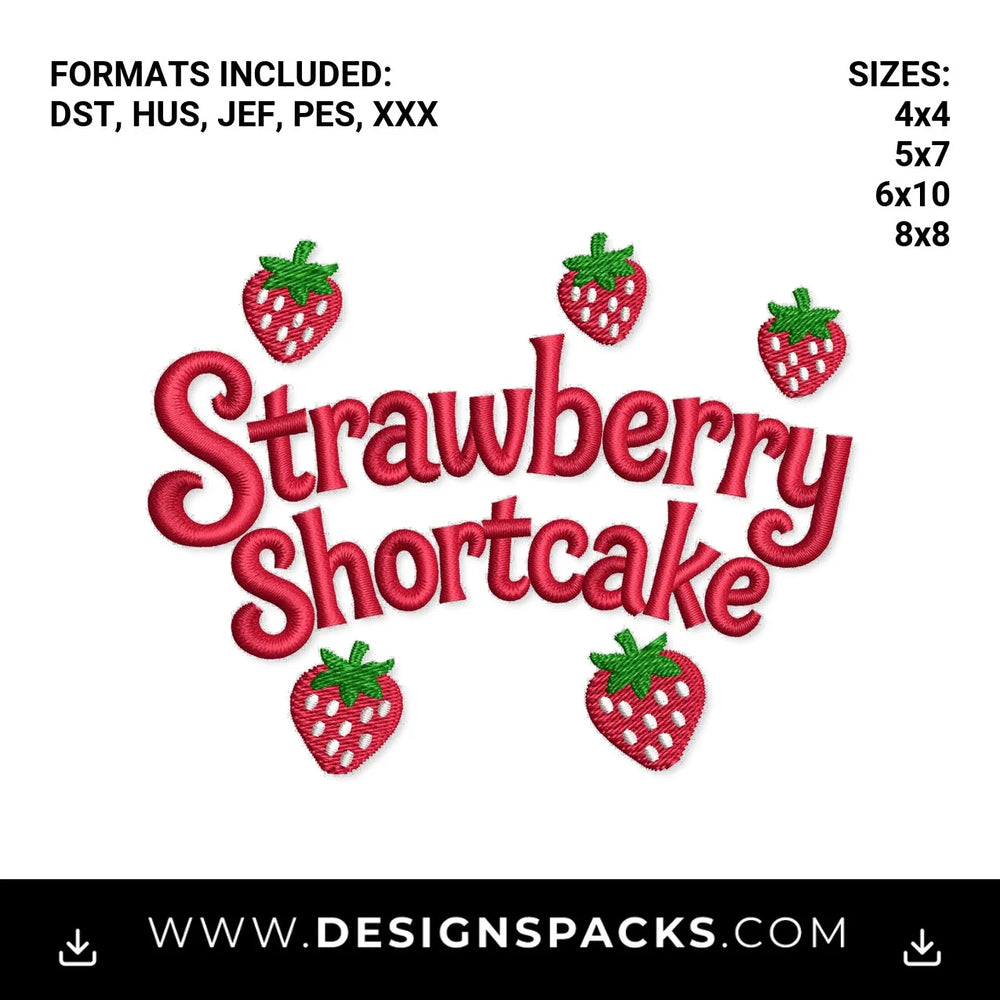 Strawberry Shortcake Machine File Embroidery Design - Instant digital download pattern at Designspacks.com