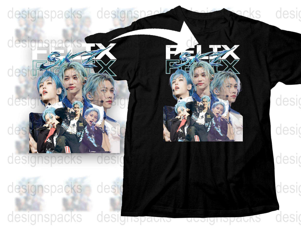 Trendy Graphic T-Shirt with Blue-haired Singer, Stylish Pop Music Fan Apparel, Unisex Cotton Tee