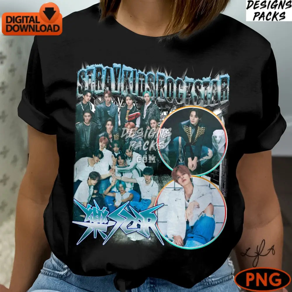 Stray Kids Rockstar Band K-Pop Music Digital Print Instant Download Png