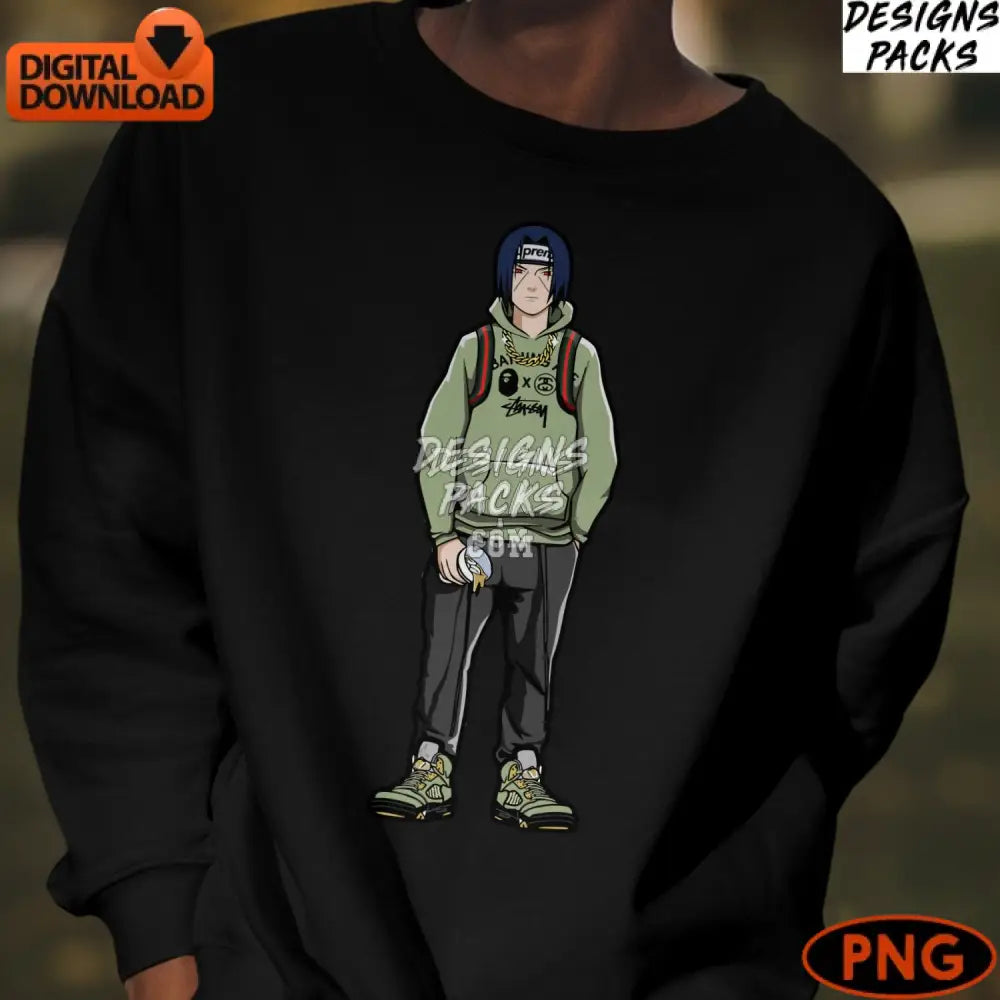 Street Style Anime Boy With Hoodie Digital Art Fashionable Cartoon Character Png Download For