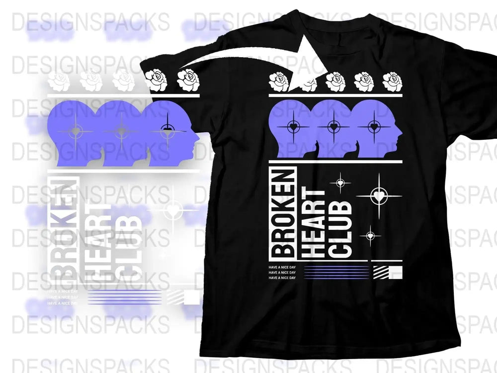Streetwear Broken Heart Club Png Digital Download