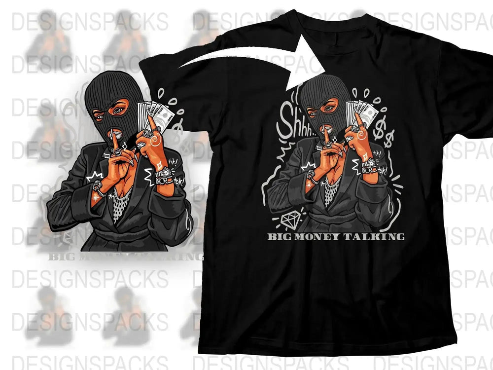 Streetwear Fashion Big Money Talking Graphic Png Digital Download