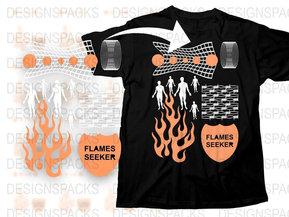 Streetwear Flames Seeker Png Digital Download