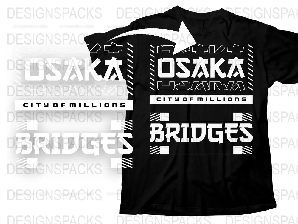 Streetwear Osaka City of Million Bridges Png Digital Download