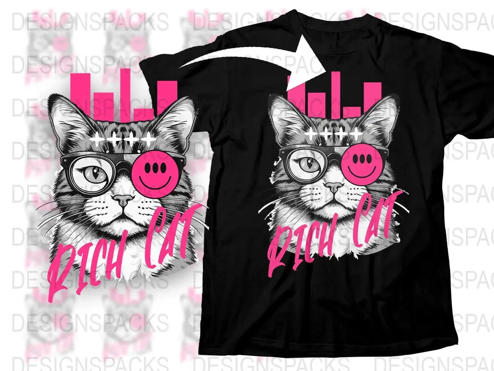 Streetwear Rich Cat Png Digital Download