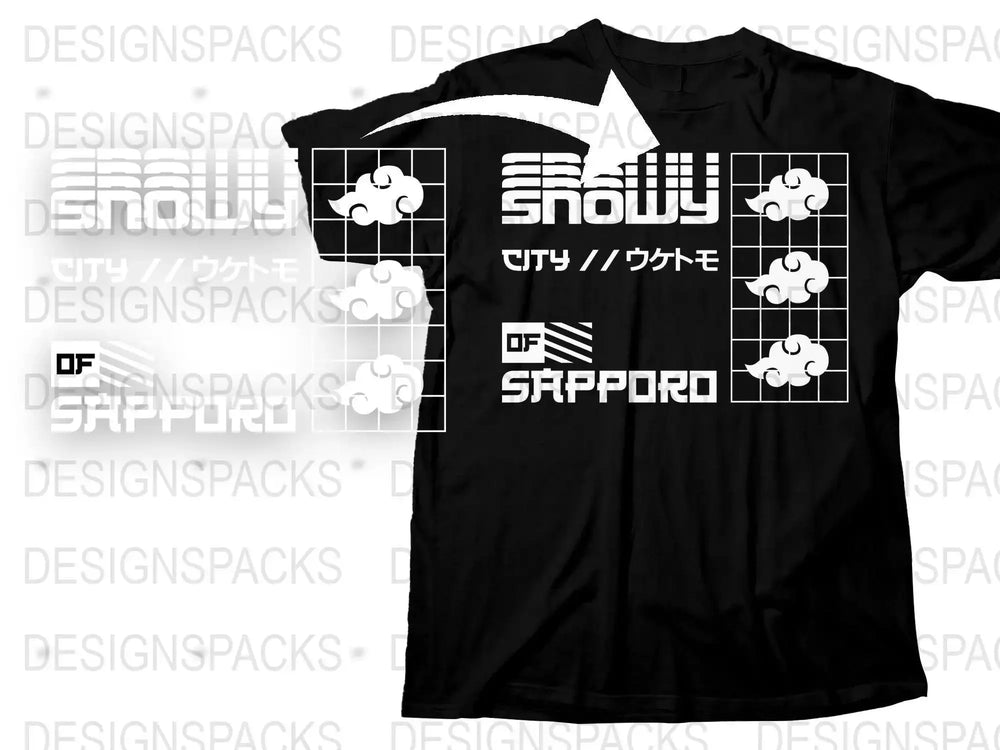 Streetwear Snowy City of Sapporo Png Digital Download