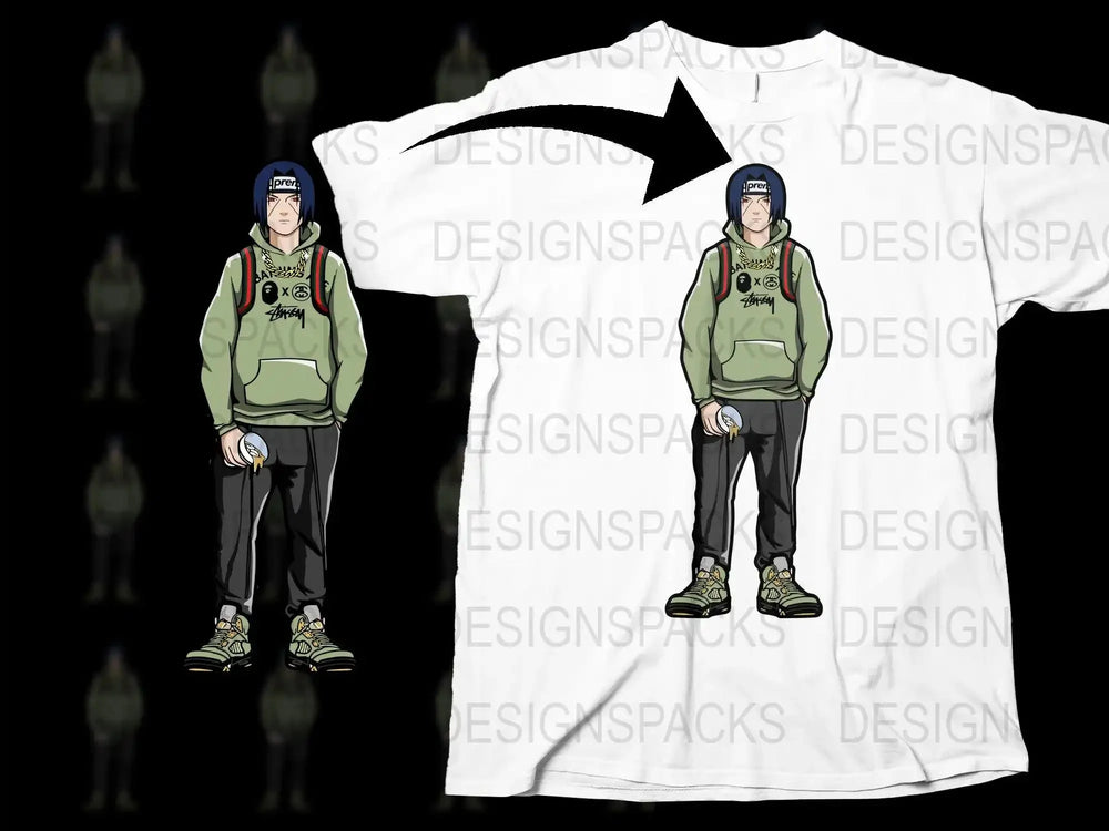 Streetwear Style Graphic Hoodie Featuring Cartoon Design Png Digital Download