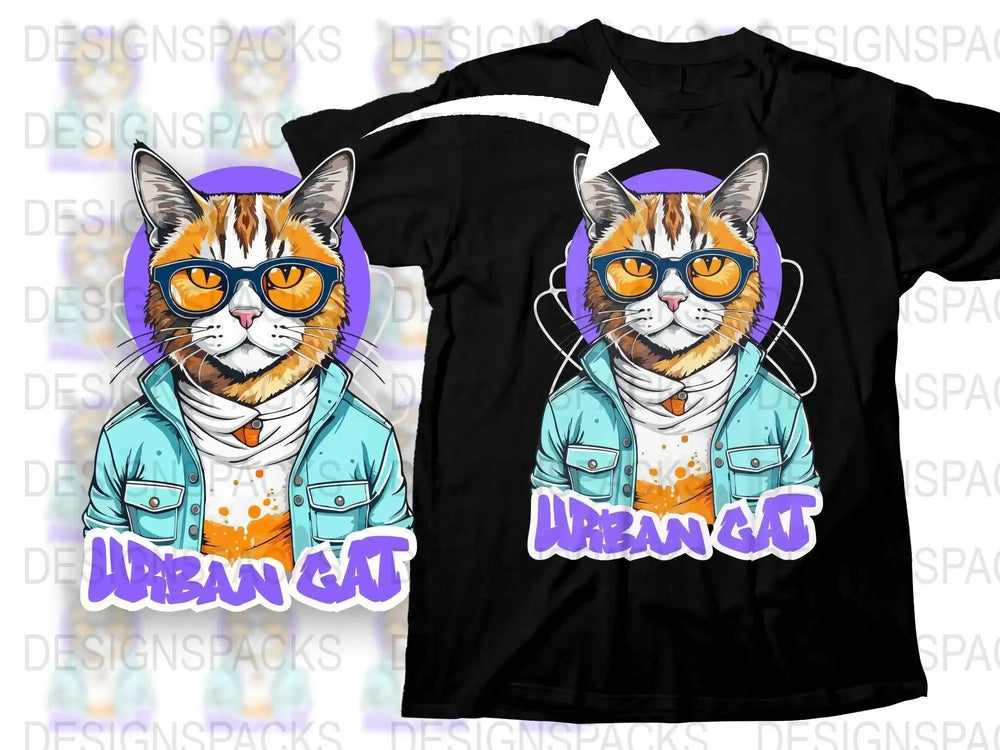 Streetwear Urban Cat Png Digital Download