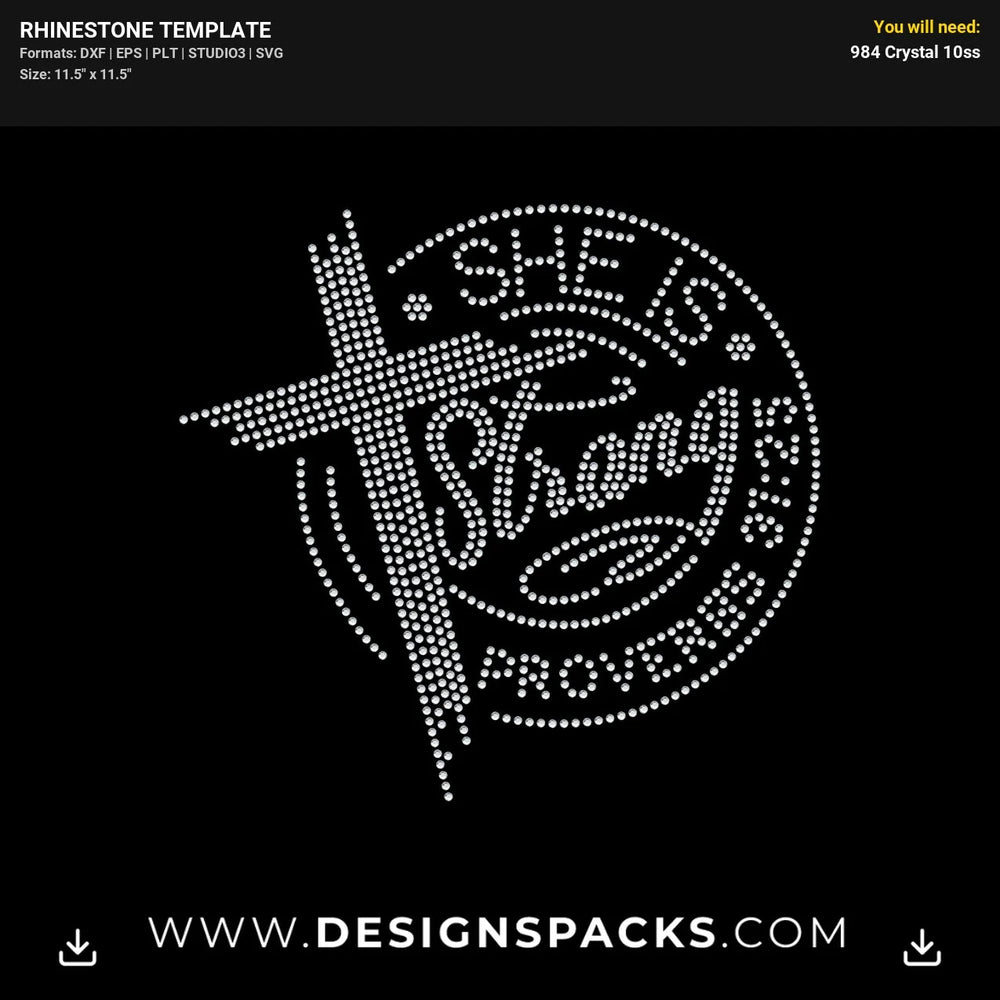 Strong Proverbs 31 Rhinestone Digital Template